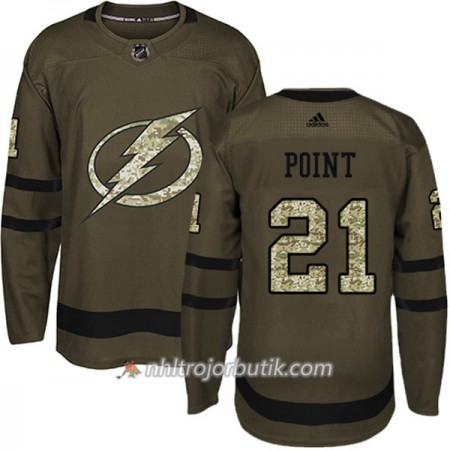 Män Ishockey Tampa Bay Lightning Tröja Brayden Point 21 Adidas 2017-2018 Camo Grön Authentic